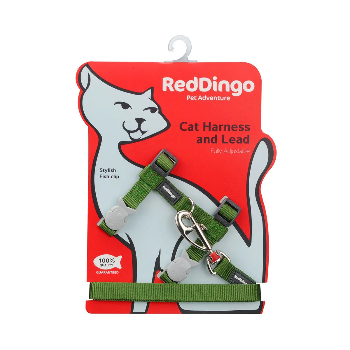 Harnais & laisse pour chat - Vert kaki